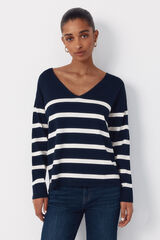 Cortefiel V-neck jumper Printed blue