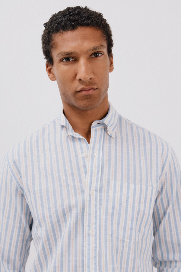Cortefiel Flame striped shirt Blue