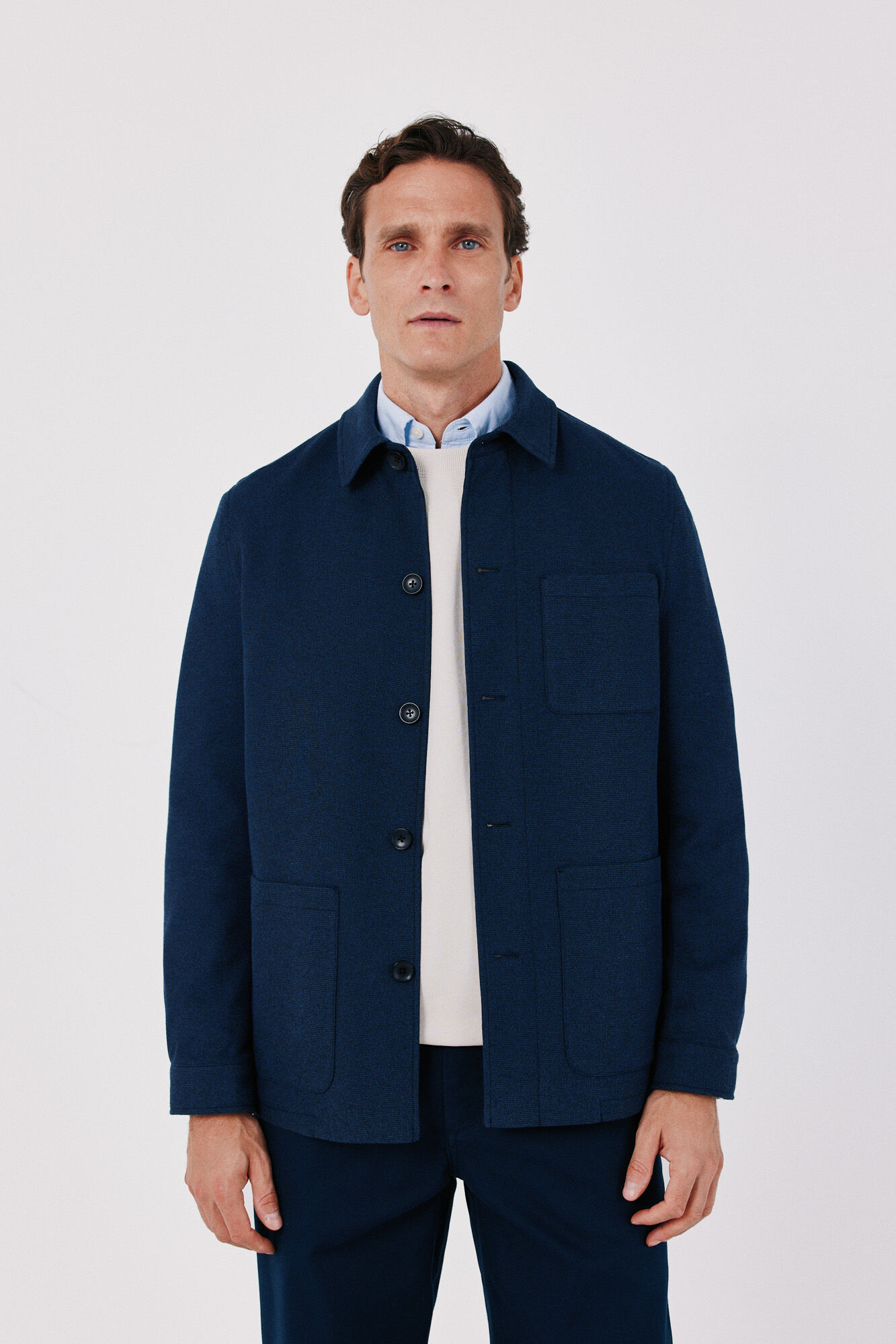 Cortefiel Navy knit overshirt