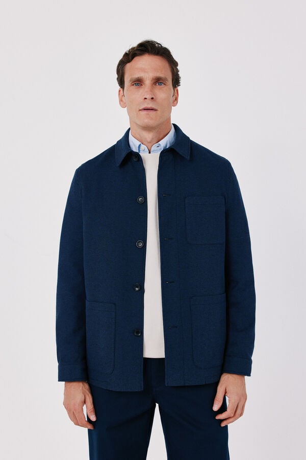 Cortefiel Navy knit overshirt Navy