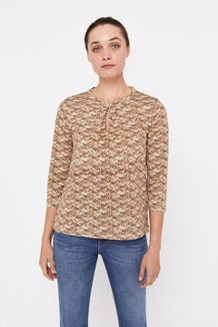 Cortefiel Pleated jersey-knit top Beige