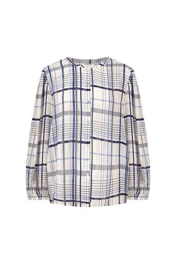 Cortefiel Blusa estampada cuadros Estampado azul