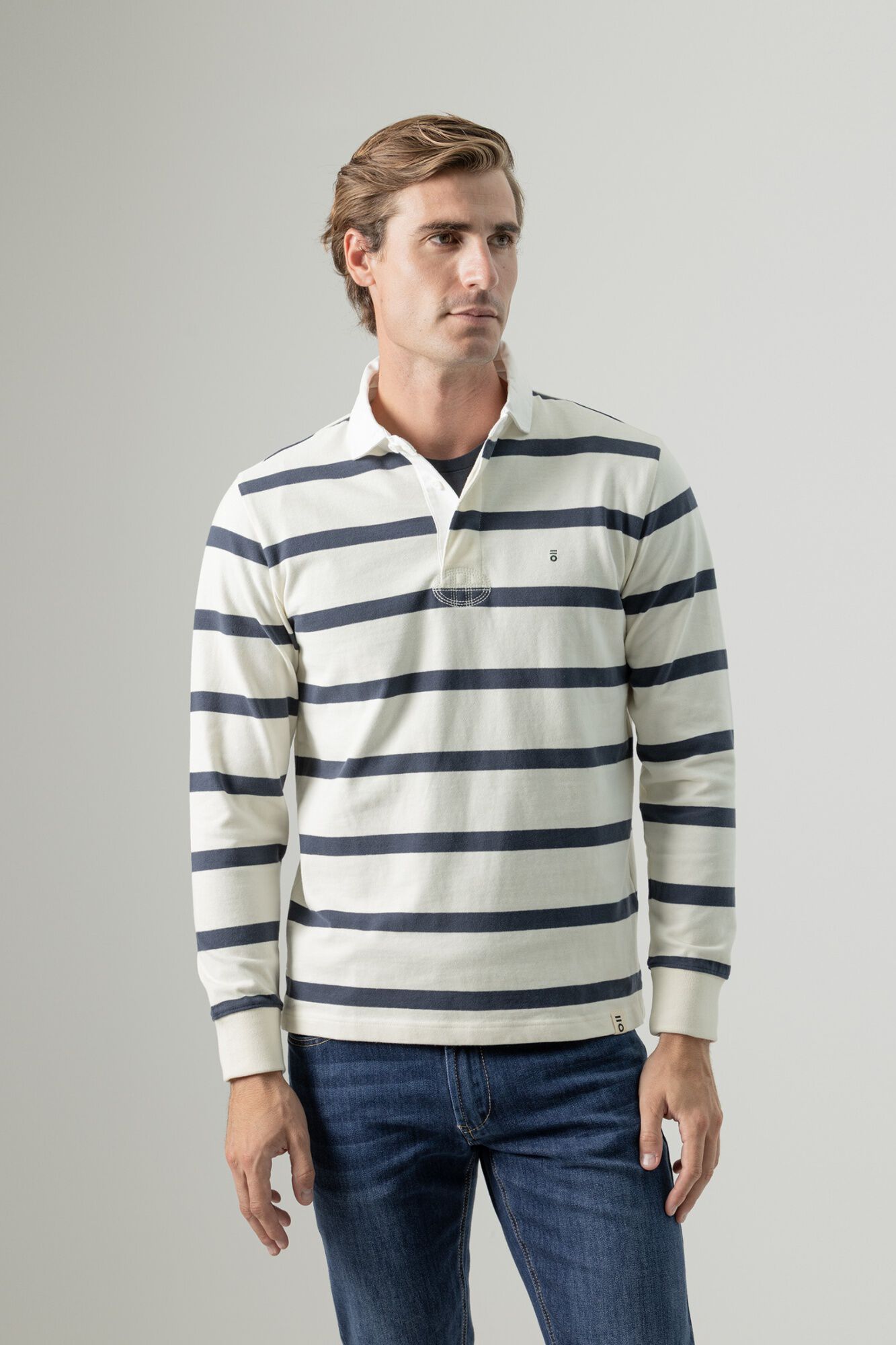 PuroEGO Striped cotton rugby polo shirt