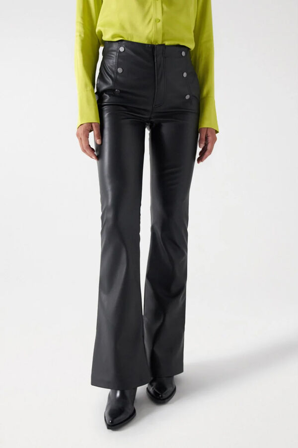 Cortefiel Faith push-in faux leather trousers Black