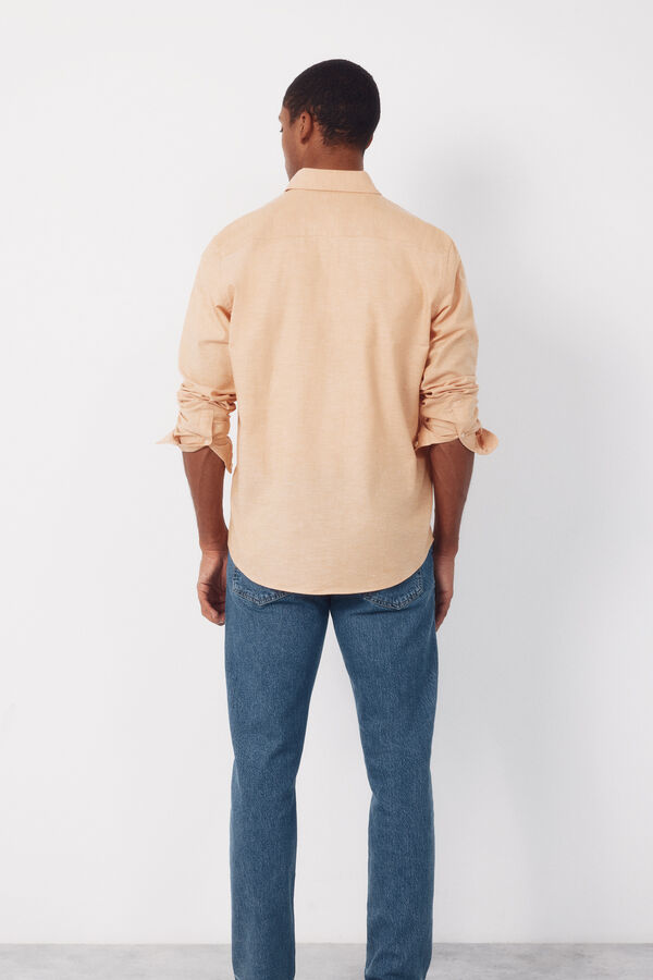 Cortefiel Plain oxford slub shirt Nude