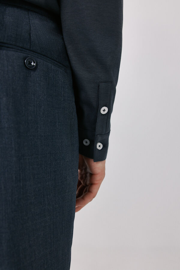Cortefiel Long sleeve refined polo shirt Dark grey