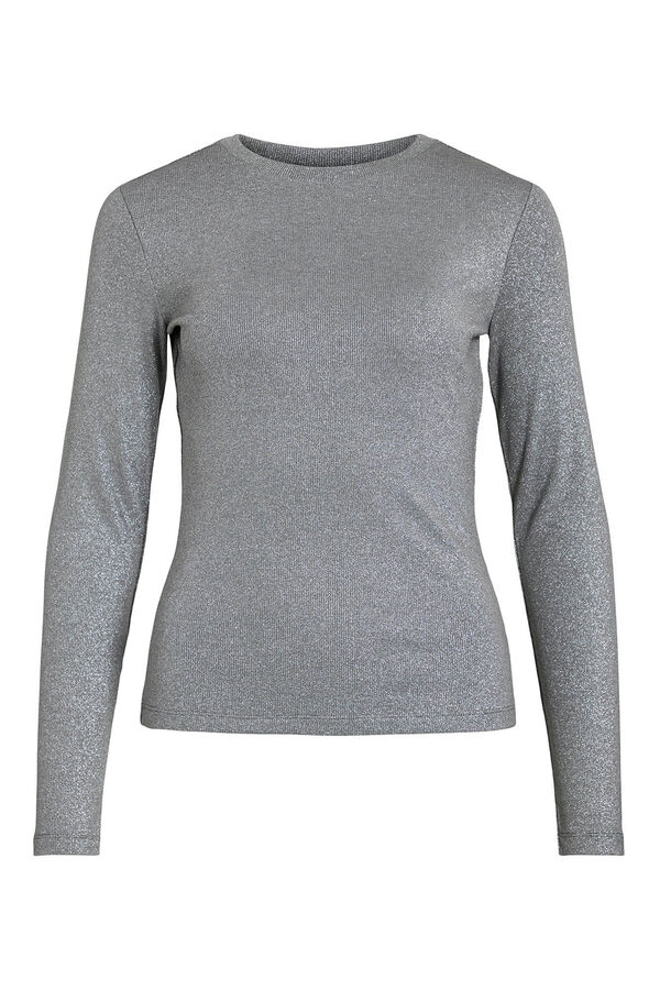Vila Top de manga comprida com glitter Cinzento