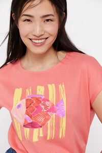 Cortefiel Nautical motif print T-shirt Coral