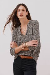 Cortefiel Camiseta básica decote mandarim Cinzento