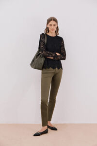 Cortefiel long sleeve guipure top