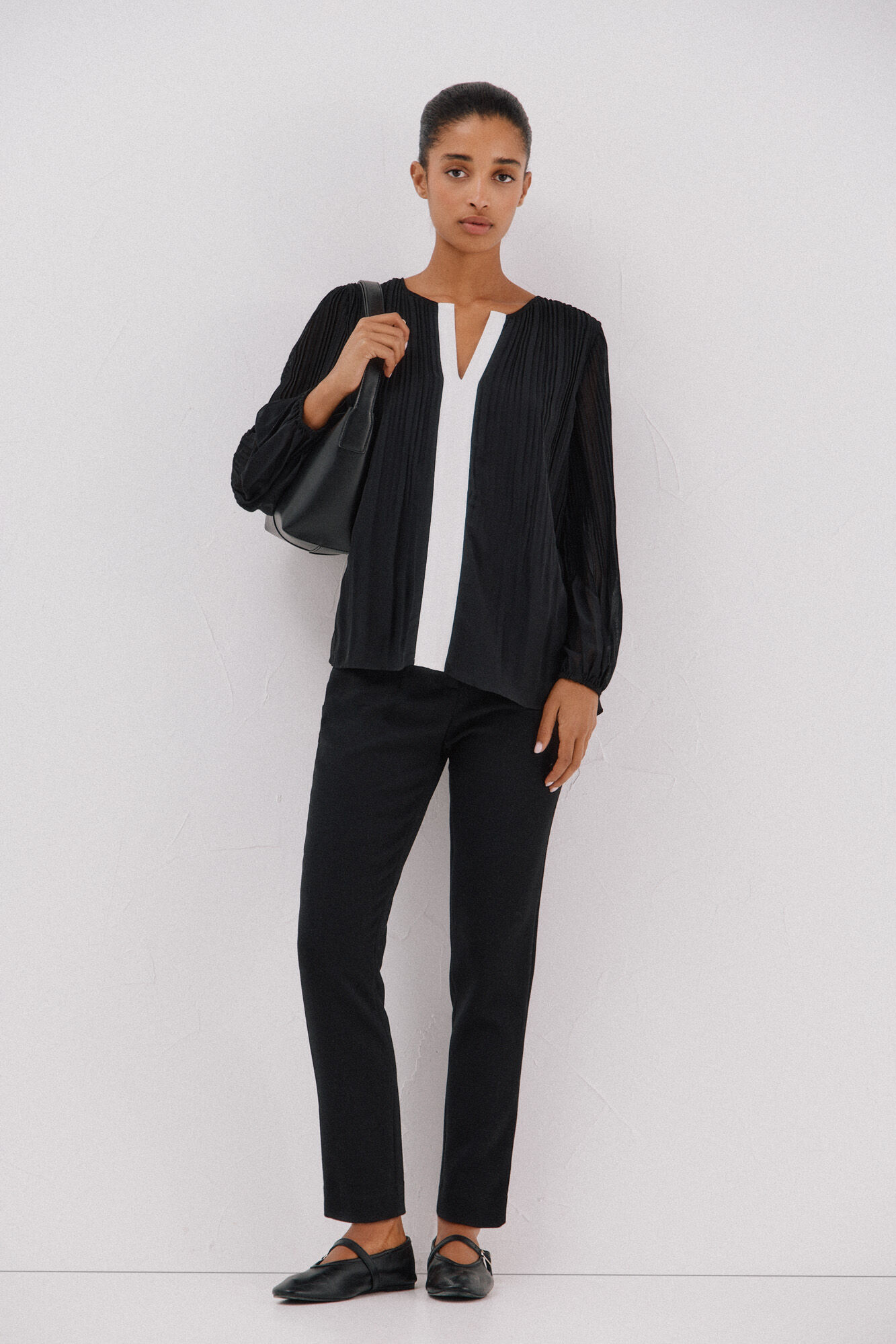 Cortefiel Blusa plisada contraste