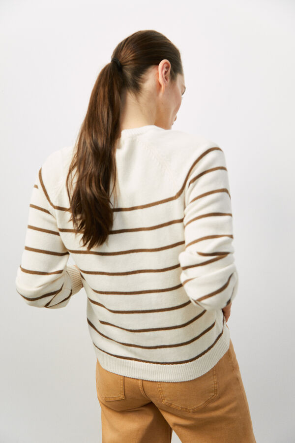 Cortefiel Striped jumper with buttons Ivory