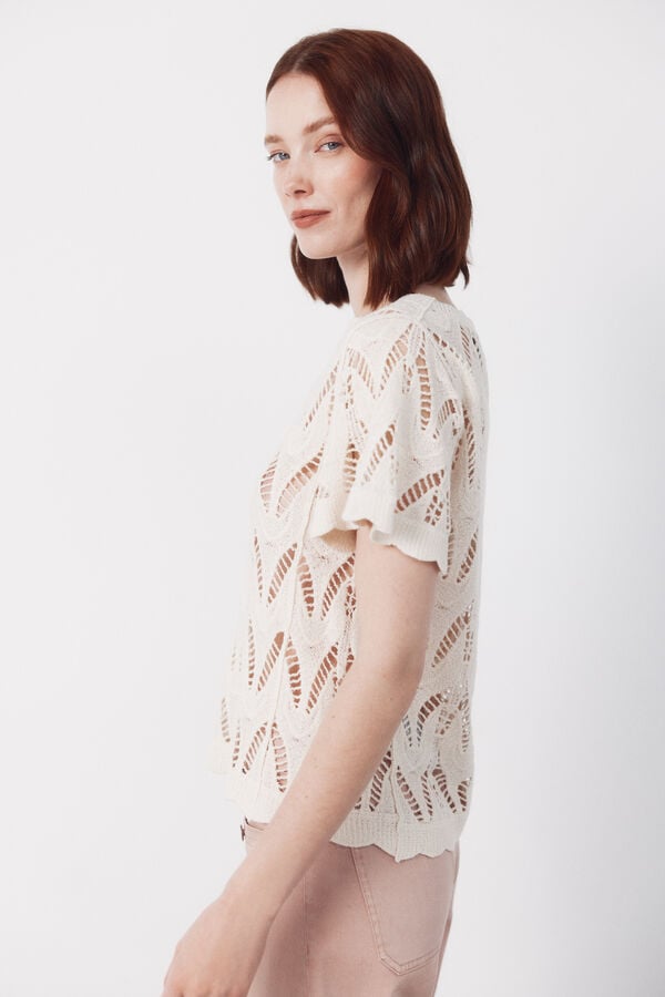 Cortefiel Top de crochet Branco