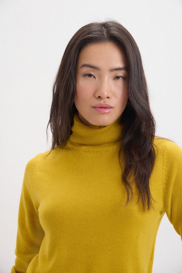 Cortefiel Polo neck jumper Yellow