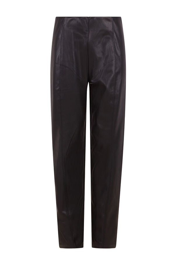 Cortefiel Women's stretch faux faux leather leggings Black