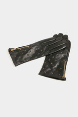 Morgan Guantes de cuero tachuelas Negro
