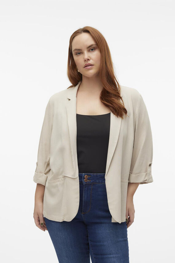 Blazer de mujer abierta con solapa talla grande