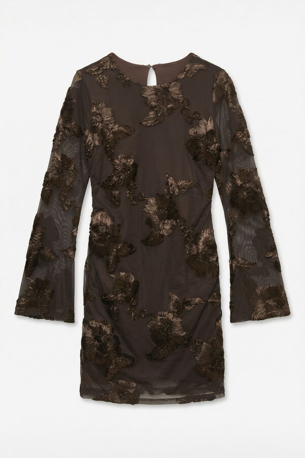 Vero Moda Vestido curto floral de tule Castanho