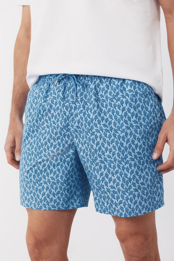Cortefiel Printed small algae swimwear Blue