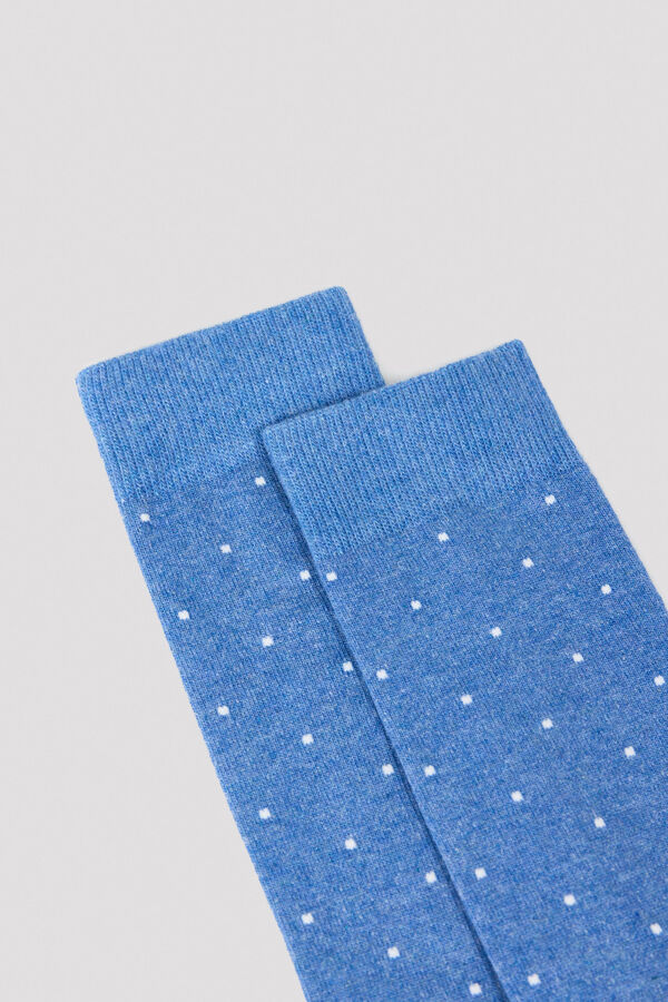 Cortefiel Microrib cotton socks Blue