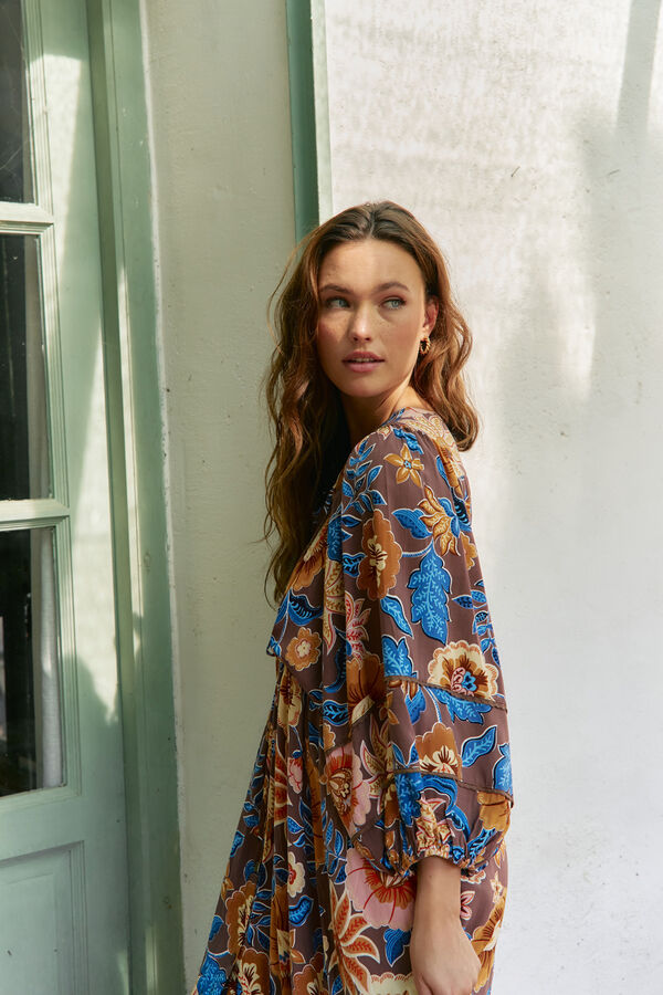 Jaase Vestido longo Catalonia com estampado de terra Multicolorido