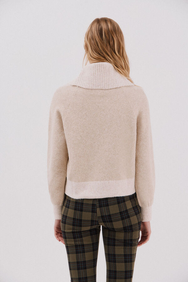 Cortefiel Combined knit jumper Beige