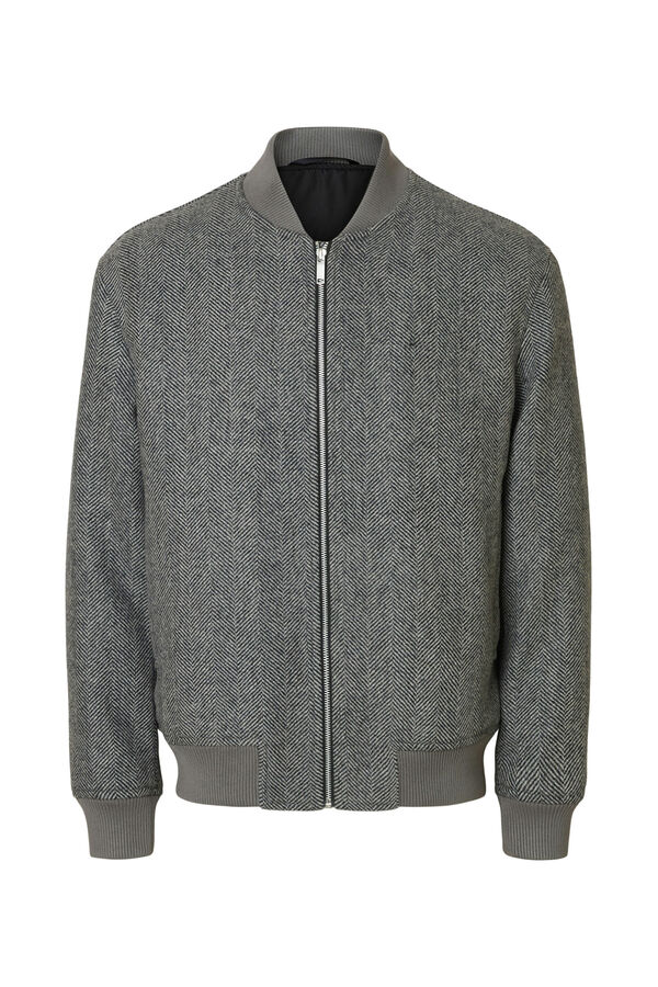 Selected Blusão bomber de lã  Cinzento