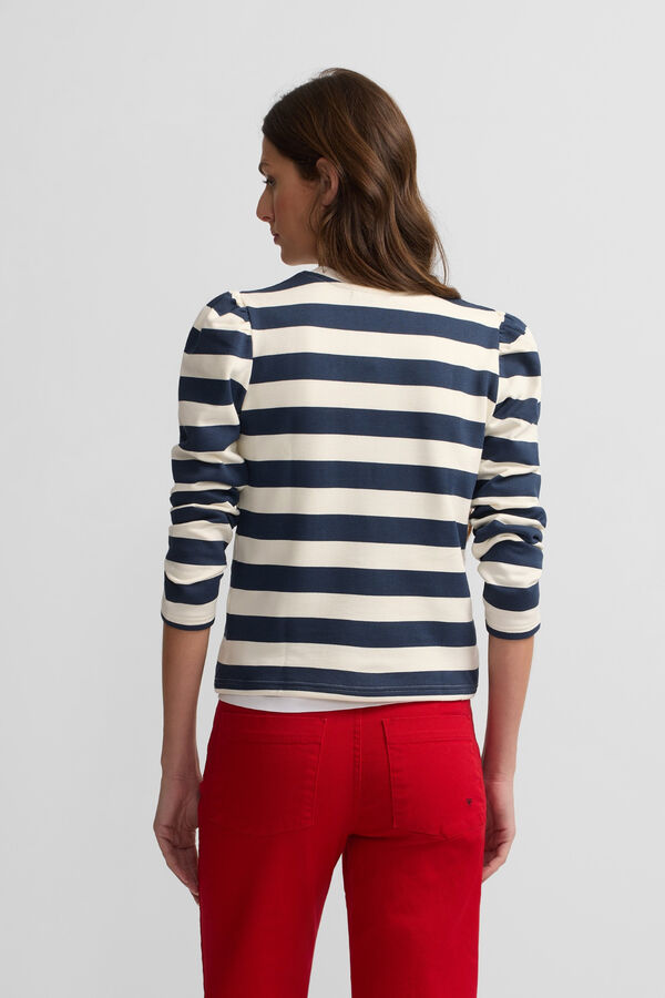 Silbon Sudadera manga abullonada rayas Azul marino