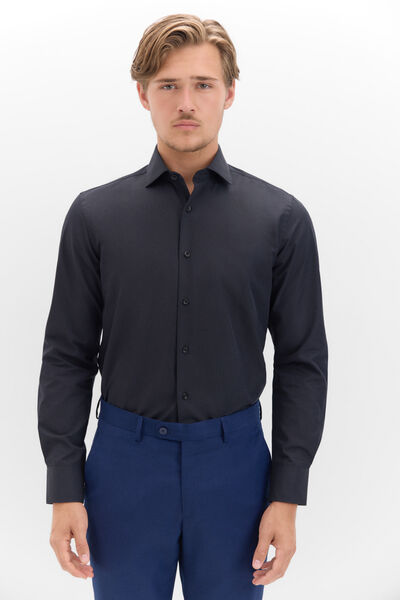 Cortefiel Slim fit easy-iron ottoman dress shirt Black