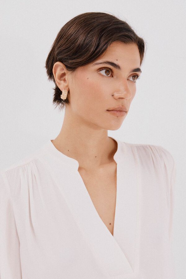 Cortefiel Blusa satinada fluida Blanco