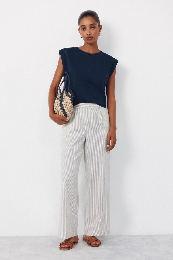Cortefiel T-shirt with lace trim at the armhole Navy