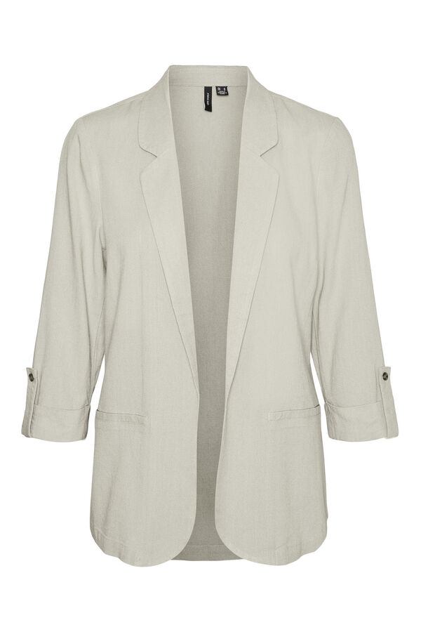 Cortefiel Linen open-front blazer Grey