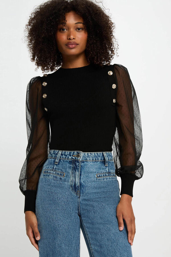 Morgan Camisola de gola Preto