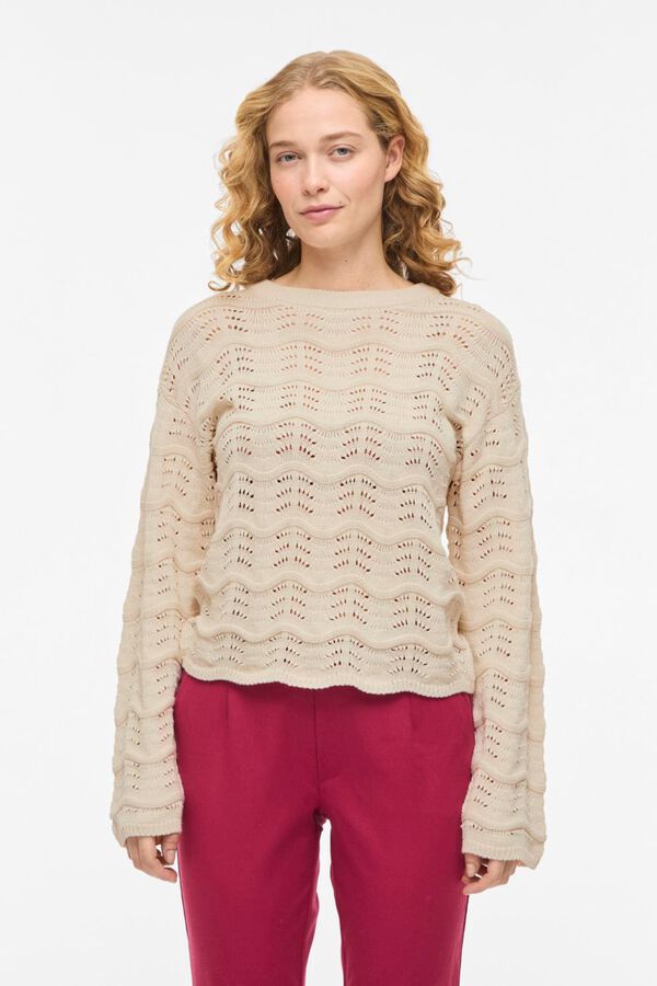 Vila Camisola de malha pointelle em algod&atilde;o org&acirc;nico Tostado