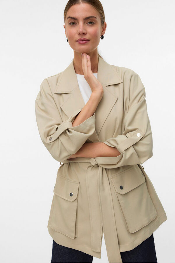 Vero Moda Casaco fino gola de aba Castanho