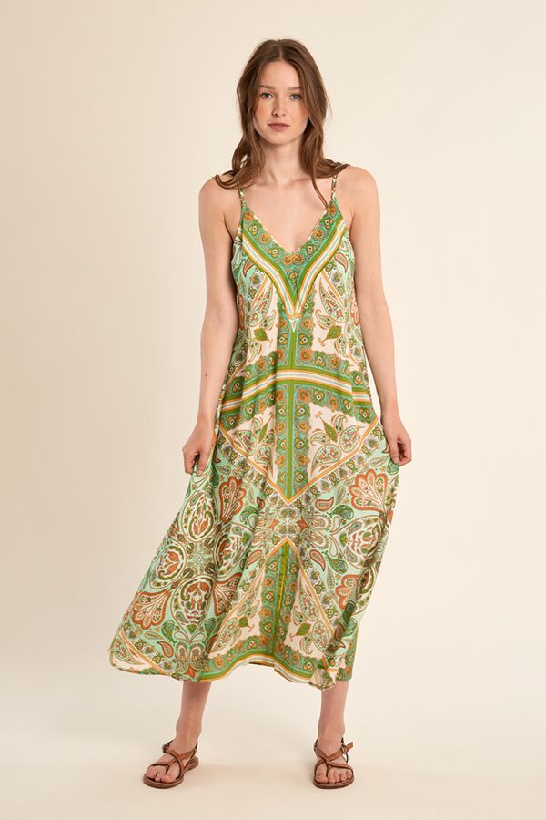 Molly Bracken Vestido comprido de al&ccedil;as estampado Verde