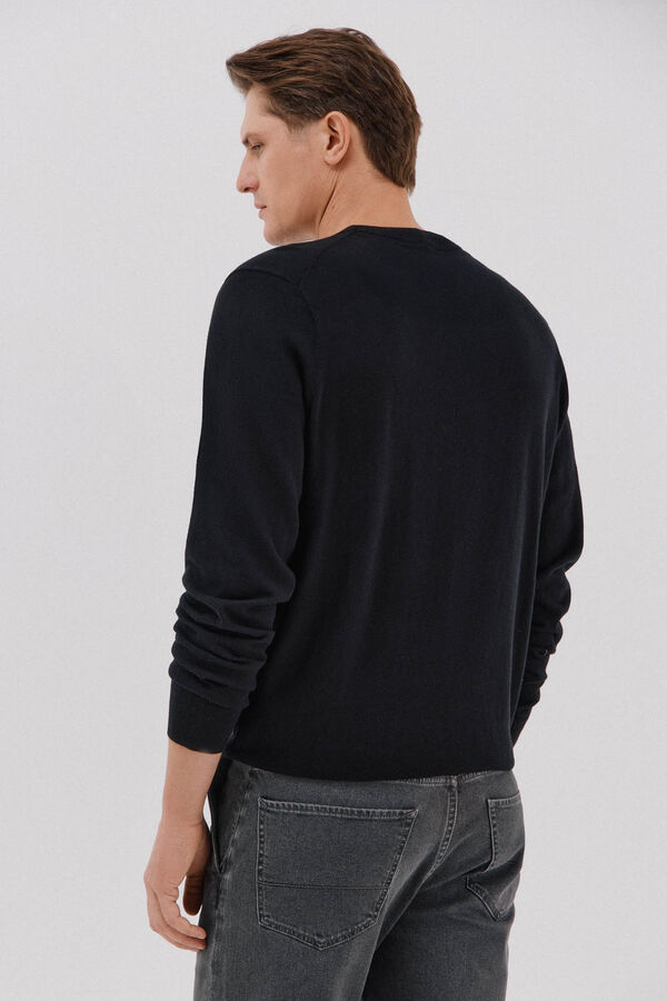Cortefiel Crew neck cashmere crew neck jersey Black