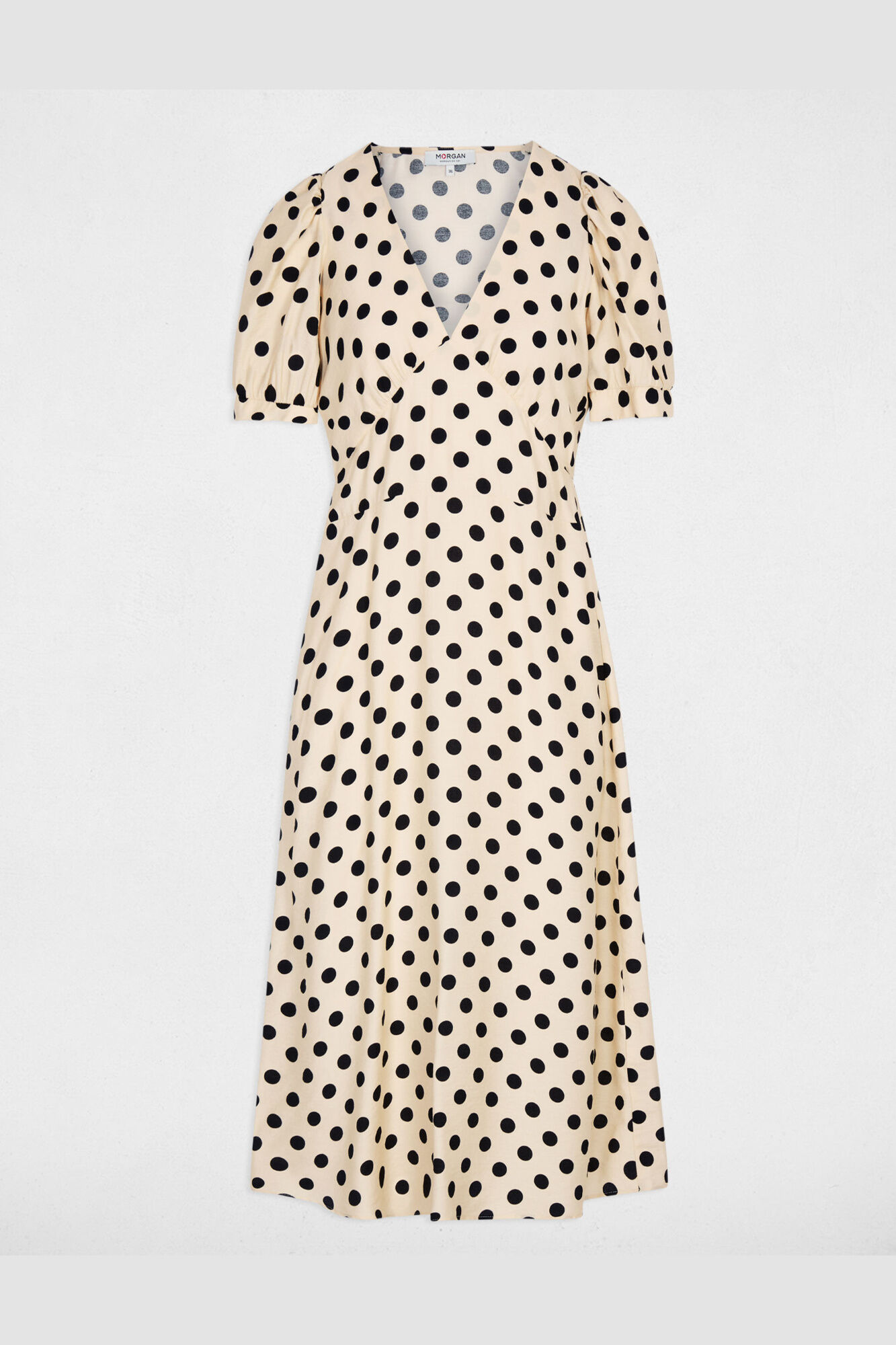 Morgan Vestido midi com mangas bufantes
