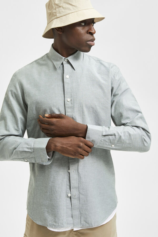 Cortefiel Slim fit organic cotton shirt Grey