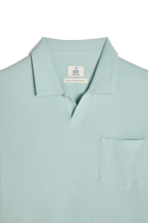 Cortefiel Washed piqué polo shirt with pocket Turquoise