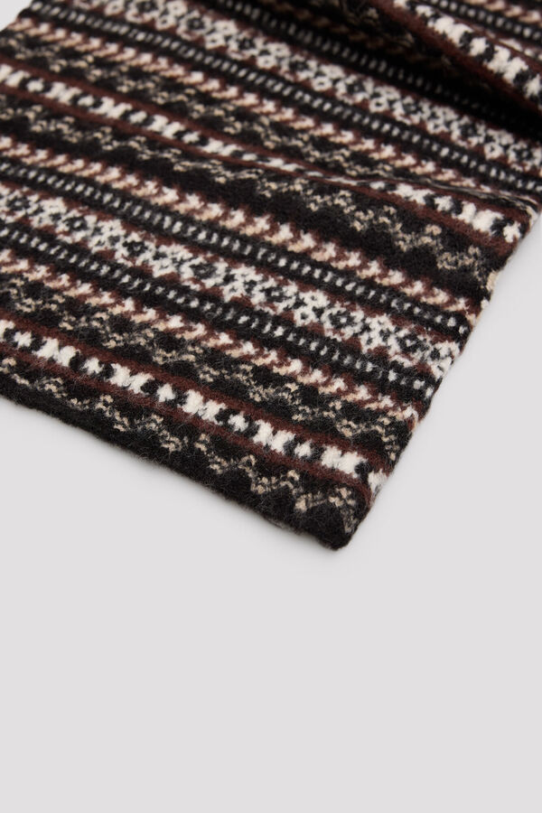 Cortefiel Intarsia scarf Printed grey