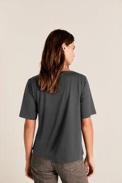 Cortefiel Moon boat neck t-shirt Dark gray
