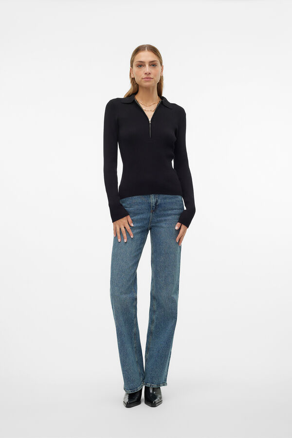 Vero Moda Top de malha estilo polo   Preto