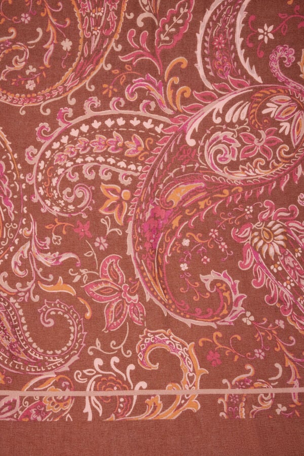 Cortefiel Paisley print square scarf Printed orange