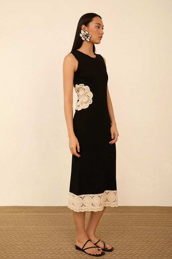 Meisie Vestido midi de malha Preto