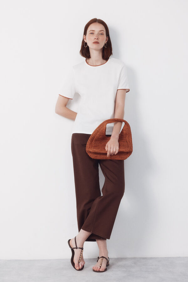 Cortefiel Embroidered t-shirt White