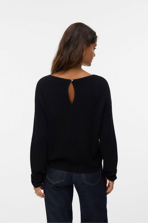 Vero Moda Suéter de malha fina com gola canoa  Preto
