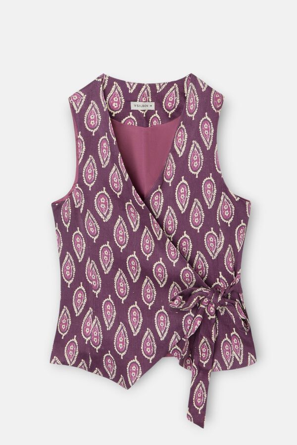 Silbon Colete cruzado com la&ccedil;o estampado Granada