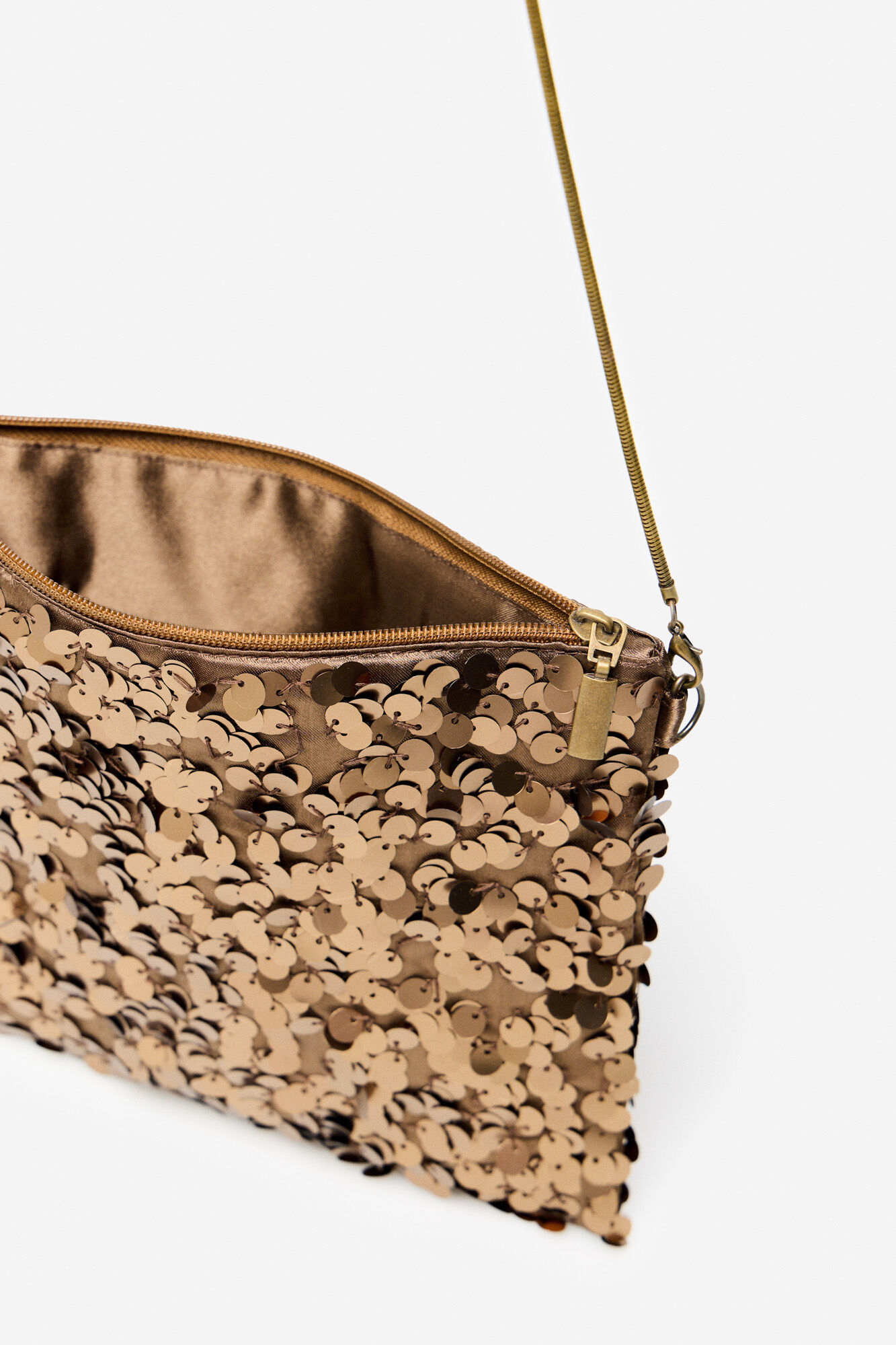 Gold sequin handbag top