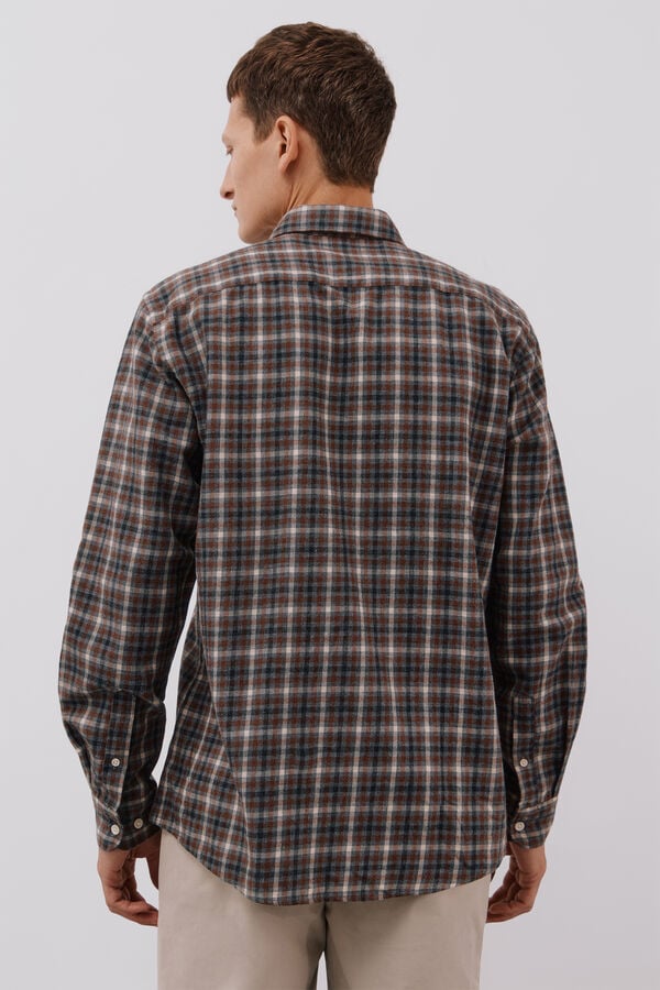 Cortefiel Tencel plaid shirt Grey